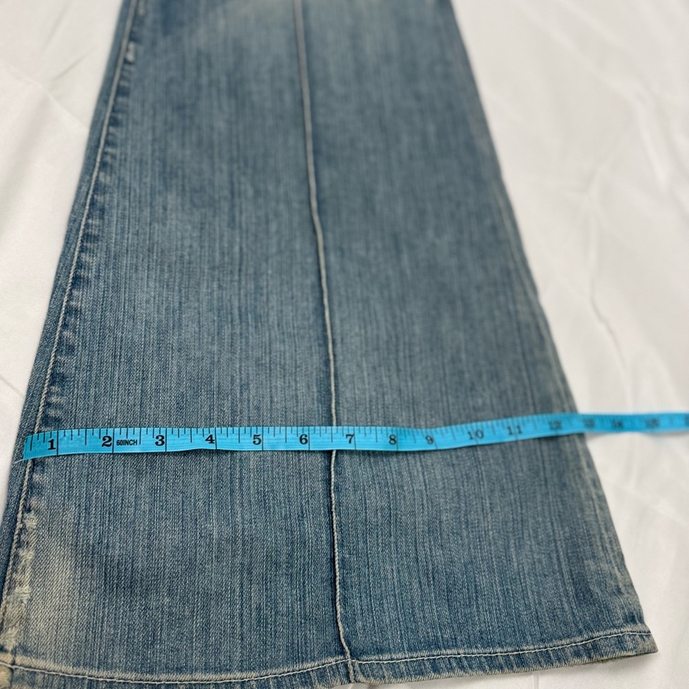 Vintage 7 For All Mankind Low Rise Flare Jeans 29 Y2K Light Wash Made in USA - Picture 12 of 13